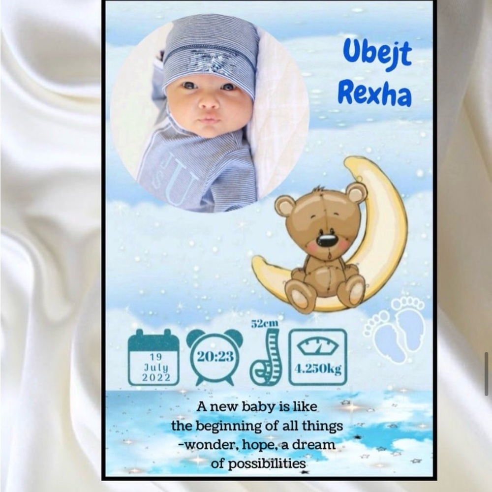 Blue Baby Announcement Card
